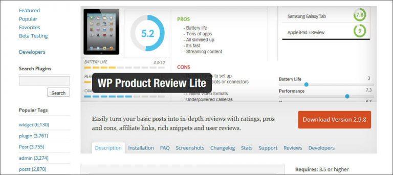 WP PRODUCT REVIEW LITE