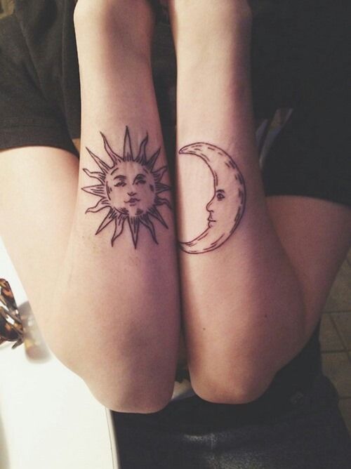 Moon and sun tattoos